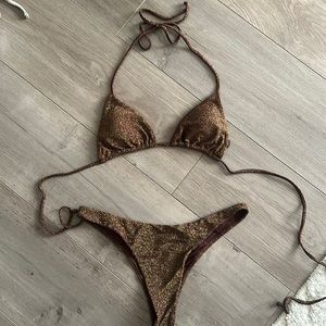 Brown shimmery bikini set